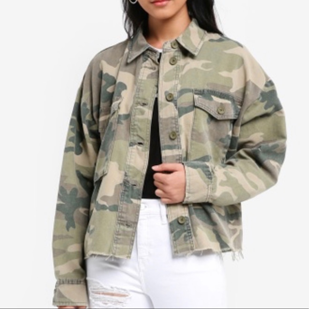 Topshop cropped camo Jacket